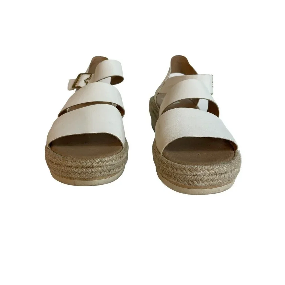 Dr. Scholl Women 9.5M Once Twice White Faux Leather Platform Espadrille Sandal - Picture 4 of 12